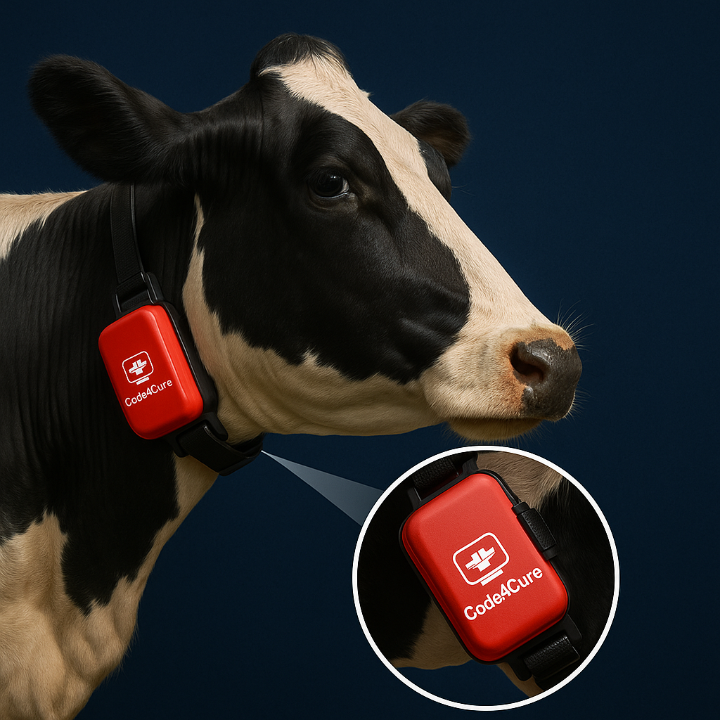 Cow with SHIELD collar